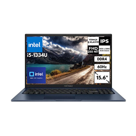 Asus Vivobook 15 İ5-1334U 15.6" 40GB 2 TBSSD UHD Graphics 15.6" FHD FreeDos Notebook X1504VA-NJ2404AT19