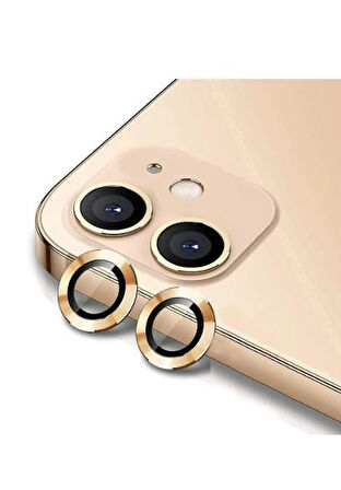  Iphone 11/12/12 Mini Uyumlu Kamera Koruyucu Lens Mercek Metal Çerçeveli 2li Set