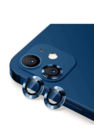  Iphone 11/12/12 Mini Uyumlu Kamera Koruyucu Lens Mercek Metal Çerçeveli 2li Set