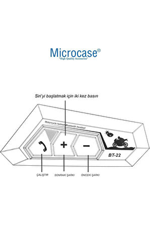 Bt22 Motosiklet Bluetooth V5.0 Intercom Interkom Su Geçirmez