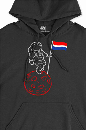 Bayraklı Astronot Kapşonlu Sweatshirt Hoodie