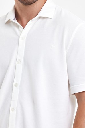 Erkek Polo Yaka Kısa Kollu Düğmeli Bol Bakır Gömlek