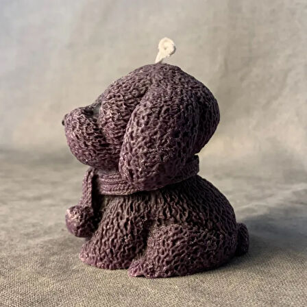 Uretti - Ayşe 7362 - El Yapımı Sevimli Köpek Mum - Mor / 8 x 8 cm