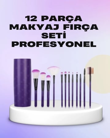 Ergonomik Saplı Fiber Kıllı 12'li Makyaj Fırça Takımı Göz ve Ten Makyajı İçin Uygun