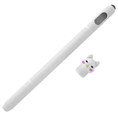 Apple Pencil 2. Nesil Uyumlu Koruyucu Silikon Kılıf Kaydırmaz Sevimli Kedi Figürlü