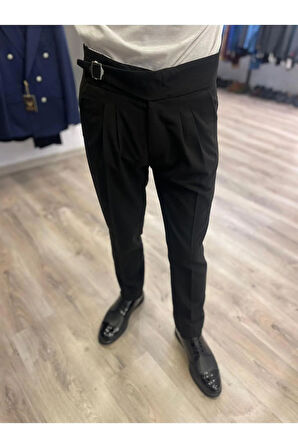 Slim Fit Siyah Pantolon Düz Desenli