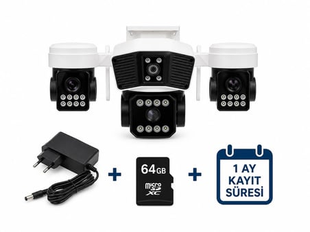 X5tech Rx-95w Wifi 3 Lensli Kablosuz Güvenlik Kamerası +64Gb Hafıza Kartı +Adaptör Kolay Kurulum HAZIR 