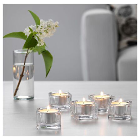 IKEA Glasig Tealight Mumluk  - Cam - 5x5 cm - 5 Adet