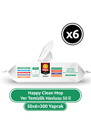 Happy Beyaz Sabun Kokulu Mop Yer Temizlik Havlusu 50 li x 6 Adet