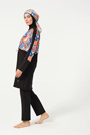 Tesmay 3009 Siyah Sporlycra Tam Boy Tasarım Tesettür Mayo