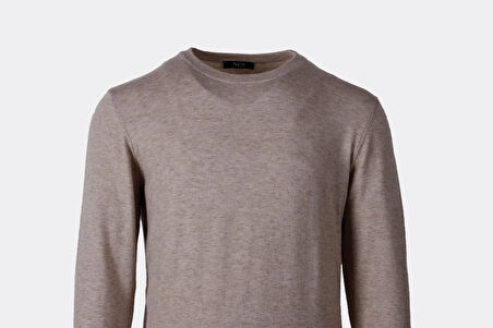 Erkek Triko Bisiklet Yaka Bej Yün Görünümlü Tüylenmez 3009 