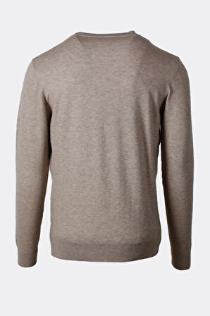 Erkek Triko Bisiklet Yaka Bej Yün Görünümlü Tüylenmez 3009 