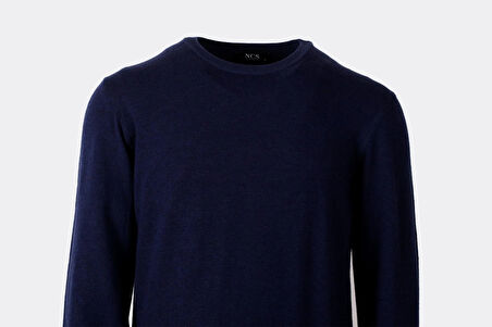 Erkek Triko Bisiklet Yaka Lacivert Yün Görünümlü Tüylenmez 3009 