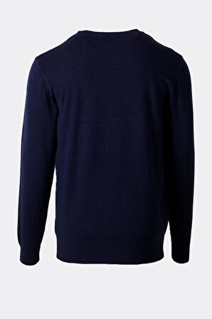 Erkek Triko Bisiklet Yaka Lacivert Yün Görünümlü Tüylenmez 3009 