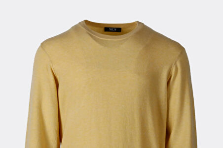 Erkek Triko Bisiklet Yaka Sarı Yün Görünümlü Tüylenmez 3009 