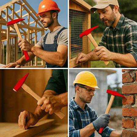 Beylini 300 Profesyonel Ahşap Saplı Çift Taraf Çekiç Çelik Baş Ergonomik Çivi Çakma Ince Işçilik Dayanıklı