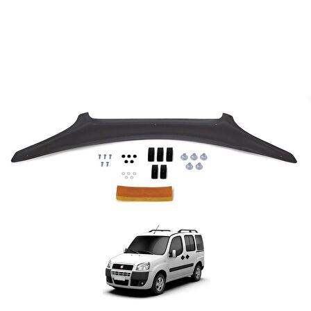 ESA Fiat Doblo Ön Kaput Koruyucu Rüzgarlığı ABS Plastik Piano Black 2006-2011 Uyumlu