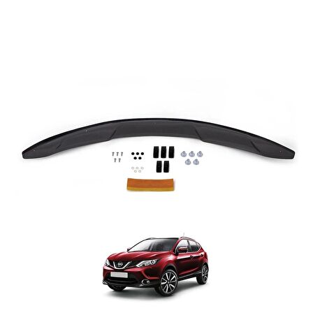 ESA Nissan Qashqai Ön Kaput Koruyucu Rüzgarlığı ABS Plastik Piano Black 2014-2016 Yıllarına Uyumlu