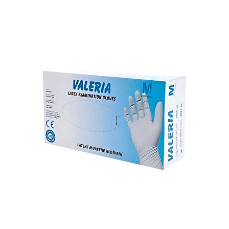 Valeria M Beden Pudralı Lateks Muayene Eldiveni - 100'lü Paket