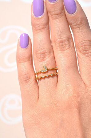 İnce Kalpli Eklem Yüzüğü İnce Yüzük