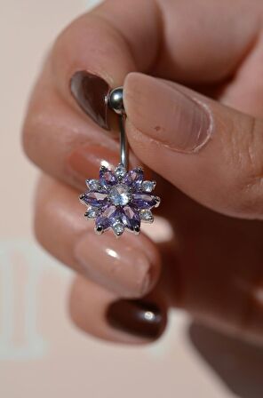 Lotus Çiçek Çelik Göbek Piercing