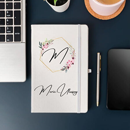 Kişiye Özel  Çiçek Çerçeve Tasarımlı Defter
