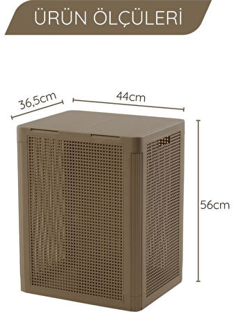 Omnipazar SY-4632 Smart Duo İki Bölmeli Kirli Çamaşır Sepeti 84 Litre Kahverengi