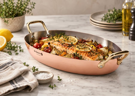 De Buyer 32x23 cm Oval Bakır Sunum ve Pişirme Tavası - Inocuivre Service - Made in France