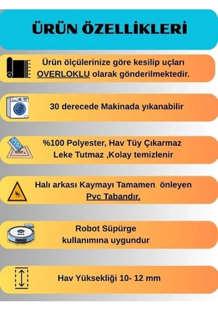 Çiçekli Otantik Desen Mavi Krem Kaymaz Taban Yıkanabilir Kesme Yolluk Halı