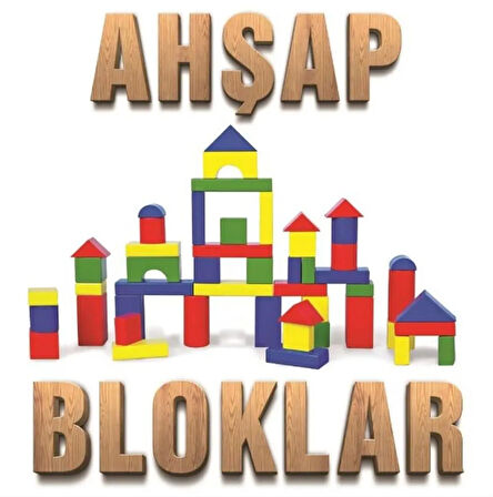 Renkli Ahşap Blok-50 Parça