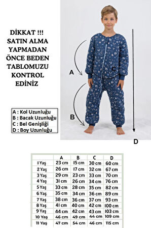 Erkek Çocuk Uyku Tulumu Kalın Elyaf Dolgulu Premium Kalite 2.5 Tog 