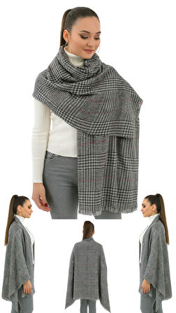 1 Adet Kadın Büyük Bedene Uygun Yumuşak Dokulu Kışlık Desenli Atkı Omuz Şalı