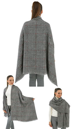 1 Adet Kadın Büyük Bedene Uygun Yumuşak Dokulu Kışlık Desenli Atkı Omuz Şalı