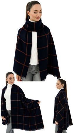 1 Adet Kadın Büyük Bedene Uygun Yumuşak Dokulu Kışlık Desenli Atkı Omuz Şalı