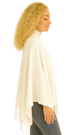 1 Adet Kadın Büyük Bedene Uygun Ekstra Yumuşak Dokulu Püskül Detaylı Kışlık Atkı Omuz Şalı