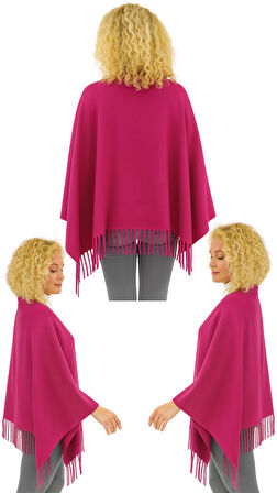 1 Adet Kadın Büyük Bedene Uygun Ekstra Yumuşak Dokulu Püskül Detaylı Kışlık Atkı Omuz Şalı