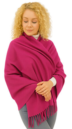 1 Adet Kadın Büyük Bedene Uygun Ekstra Yumuşak Dokulu Püskül Detaylı Kışlık Atkı Omuz Şalı