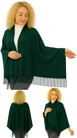 1 Adet Kadın Büyük Bedene Uygun Ekstra Yumuşak Dokulu Püskül Detaylı Kışlık Atkı Omuz Şalı