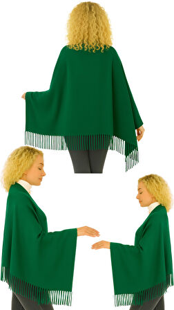 1 Adet Kadın Büyük Bedene Uygun Ekstra Yumuşak Dokulu Püskül Detaylı Kışlık Atkı Omuz Şalı