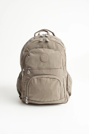 Ss 3013 Unisex Suya Dayanıklı Krinkıl Kumaş Çok Gözlü Orta Boy Laptop Okul Ve Sırt Çantası KUM KUM