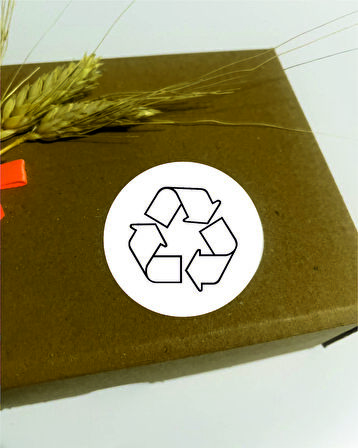 Geri Dönüşüm İşareti Yuvarlak Yapışkanlı Etiket 5x5 cm 100 adet 