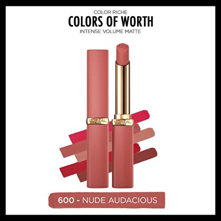 L'Oréal Paris Color Riche Colors of Worth Intense Volume Matte Ruj - 600 Nude Audacious