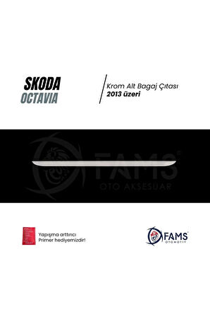 Skoda Octavia Uyumlu Krom Alt Bagaj Çıtası 2013-2019 Üzeri P. Çelik