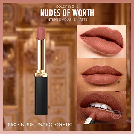 L'Oréal Paris Color Riche Intense Volume Matte Ruj - 550 Nude Unapologetic