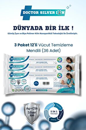 Gümüş İyonlu Kremli Vücut Temizleme Havlusu – 12’li x 3 Paket (36 Adet)