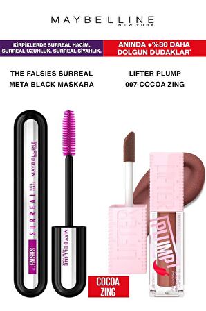 Maybelline Surreal Meta Black Maskara Yoğun Hacimli Kirpikler-Lifter Plump Dolgun Dudaklar 007