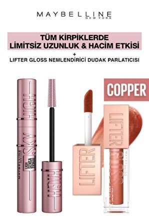 Maybelline Sky High Dev Limitsiz Kirpikler-Işıltılı Dolgun Dudaklar Makya Seti 017 Copper