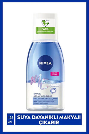 NIVEA Çift Fazlı Göz Makyaj Temizleyici 125ml, Etkili Makyaj Temizleyici, Hassas Kirpik Bakımı