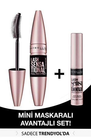 Maybelline Lash Sensational Intense Black Fiber Fırça Siyah Rimel + Mini Lash Sensational Siyah Maskara 4.5 ml