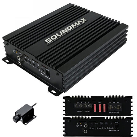 SOUNDMAX SX-N1000.1D Oto Anfi Mono 1000 Watt 1 Kanal Bass Kontrol